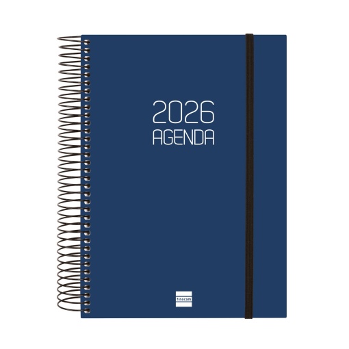 Agenda diária A5 2026 espiral FINOCAM Beta azul com elástico