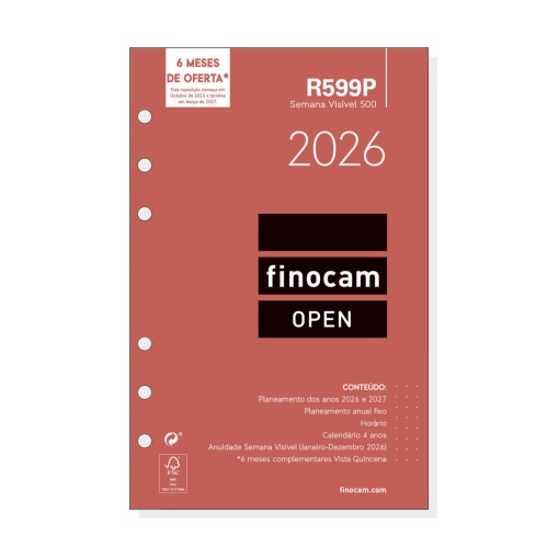 Recarga organizer semanal 117x181mm 2026 FINOCAM