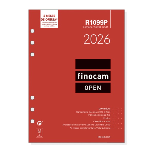 Recarga organizer semanal A5 2026 FINOCAM