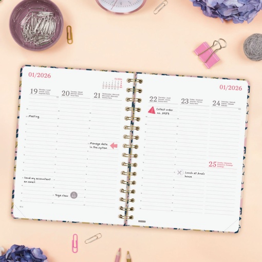 Agenda semanal A5 2026 espiral FINOCAM You Leaves com elástico