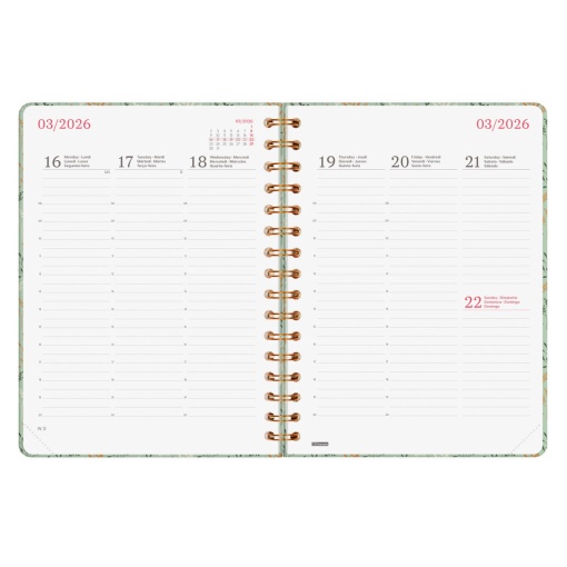Agenda semanal A5 2026 espiral FINOCAM You Wheat com elástico
