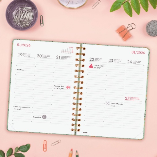 Agenda semanal A5 2026 espiral FINOCAM You Wheat com elástico