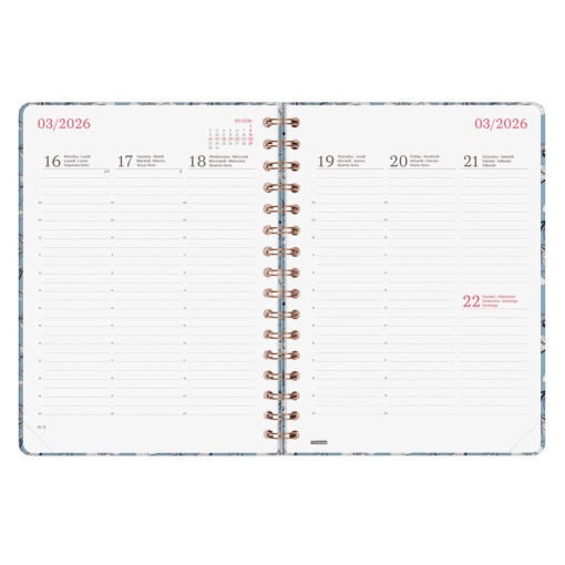 Agenda semanal A5 2026 espiral FINOCAM You Cotton com elástico
