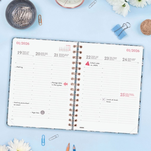 Agenda semanal A5 2026 espiral FINOCAM You Cotton com elástico