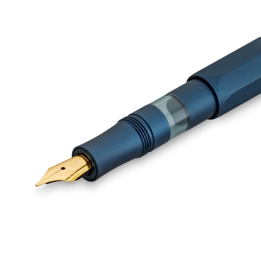 Caneta de aparo KAWECO Piston Sport azul marinho/dourado M starter kit