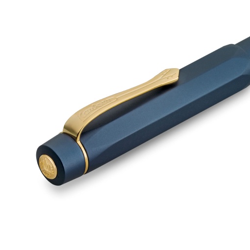 Caneta de aparo KAWECO Piston Sport azul marinho/dourado M starter kit