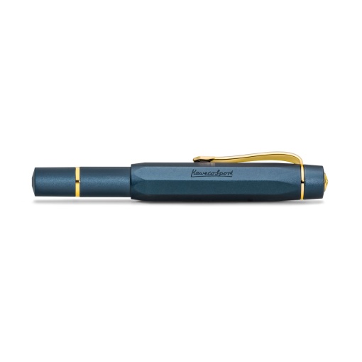 Caneta de aparo KAWECO Piston Sport azul marinho/dourado M starter kit