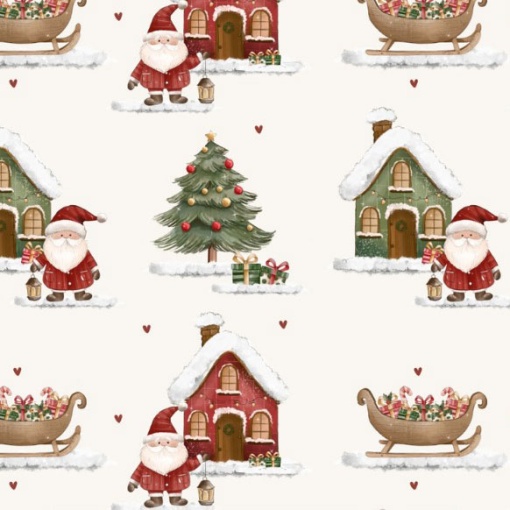 Tecido FUXICOS E FRICOTES Natal dos Sonhos vila de Natal 1x1,50m