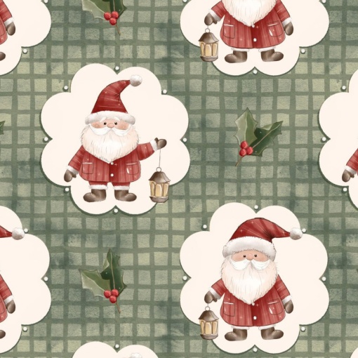 Tecido FUXICOS E FRICOTES Natal dos Sonhos Noel no camafeu verde 1x1,50m