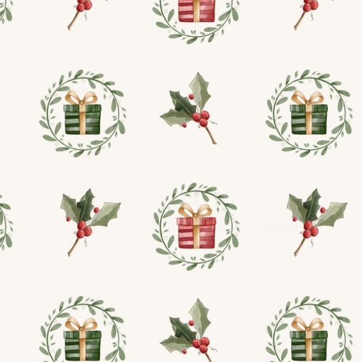 Tecido FUXICOS E FRICOTES Natal dos Sonhos mini presentinhos na mandala 1x1,50m
