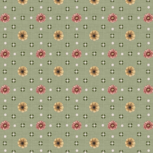 Tecido FUXICOS E FRICOTES Alegria mini flores fundo verde 1x1,50m