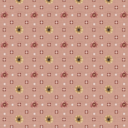 Tecido FUXICOS E FRICOTES Alegria mini flores fundo salmão 1x1,50m