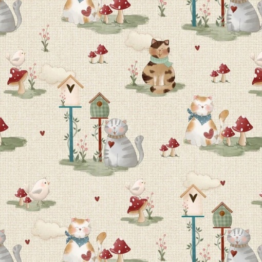 Tecido FUXICOS E FRICOTES Cats paisagem gatinhos 1x1,50m