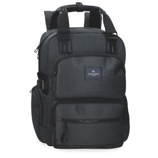 Mochila para portátil 15'' e tablet 12'' PEPE JEANS Whitton preta adaptável a trolley