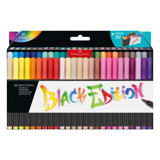 Canetas de feltro FABER-CASTELL Black Edition ponta pincel - 50 cores