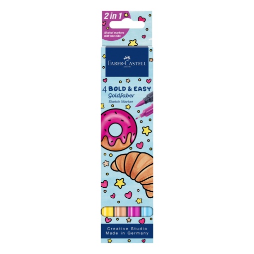 Marcador de álcool FABER-CASTELL Goldfaber Sketch Bold & Easy II 2 pontas - 4 cores