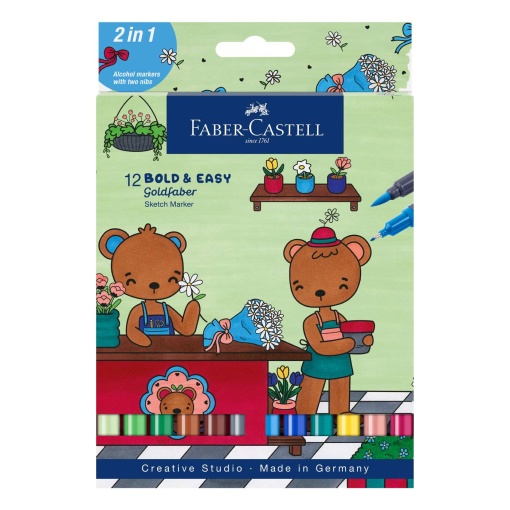 Marcador de álcool FABER-CASTELL Goldfaber Sketch Bold & Easy 2 pontas - 12 cores