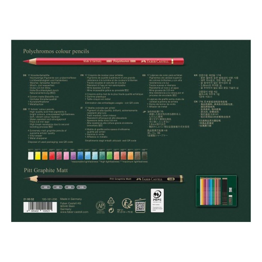 Conjunto Polychromos + Pitt Graphite Matt 23 peças FABER-CASTELL