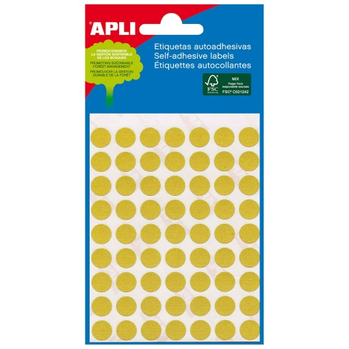 Etiquetas adesivas 13mm amarelo 5 folhas APLI - 175 unidades