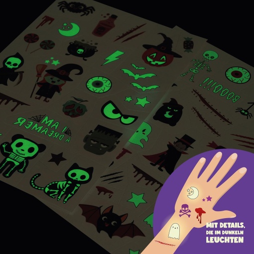 Tatuagens temporárias LEGAMI Halloween brilha no escuro - 50 unidades