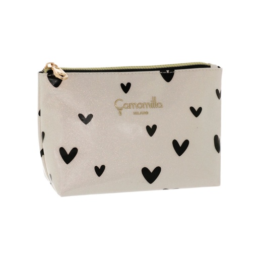 BOLSA CAMOMILLA LOVE ME BRANCO/PRETO 12X19X6,5CM 19773