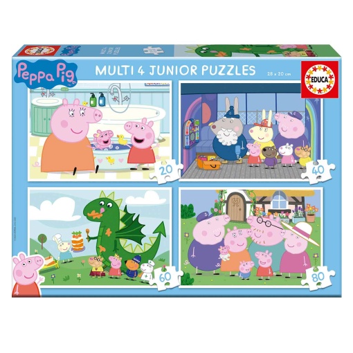 Puzzle EDUCA 20-40-60-80 peças progressivo multi 4 Peppa Pig
