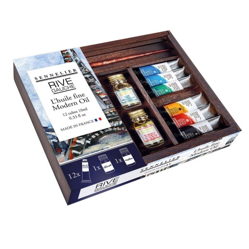 Conjunto de pintura a óleo SENNELIER Rive Gauche 12 tubos 10ml + acessórios