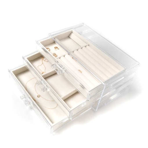 Guarda-joias D'CASA 2 gavetas branco 24x16x11cm