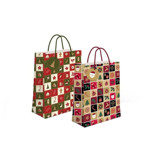 Saco de papel asa cordão D'CASA Natal 11,5x14x6,7cm sortido