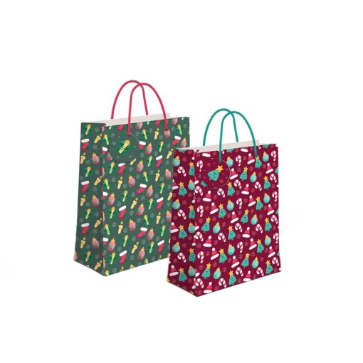 Saco de papel asa cordão D'CASA Natal 11,5x14x6,7cm sortido