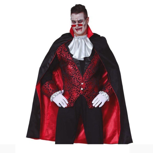 Capa de vampiro preta com forro vermelho 115cm