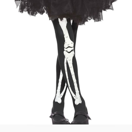 Collants de criança esqueleto pretas 7-12 anos
