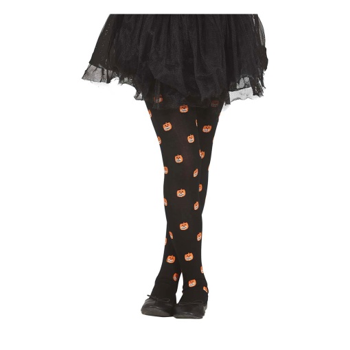 Collants de criança pretas com abóboras 7-12 anos