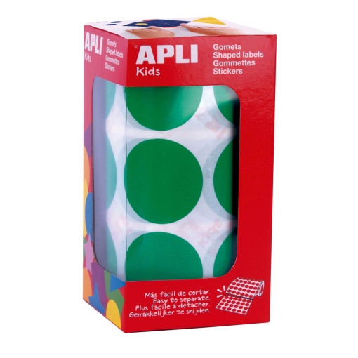 Etiquetas adesivas em rolo 33mm verde APLI KIDS - 708 unidades