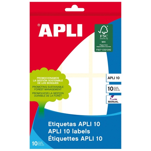Etiquetas adesivas 34x67mm branco 10 folhas APLI - 60 unidades