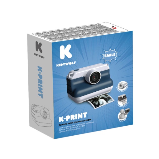 Máquina fotográfica com impressão Kidyprint azul KIDYWOLF