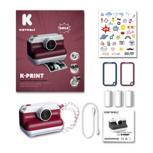 Máquina fotográfica com impressão Kidyprint vermelha KIDYWOLF
