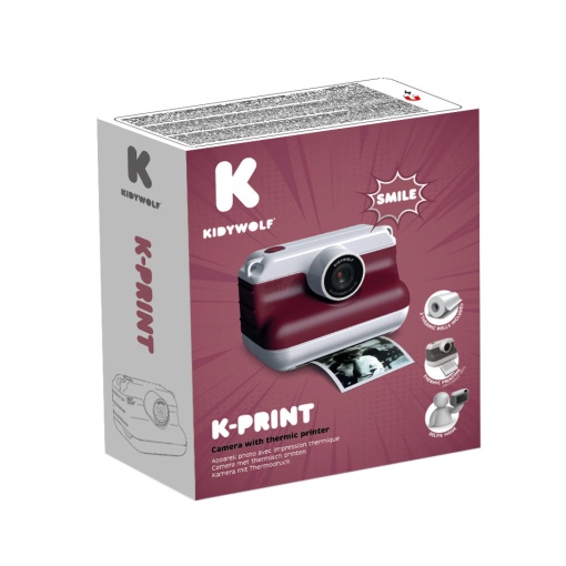Máquina fotográfica com impressão Kidyprint vermelha KIDYWOLF