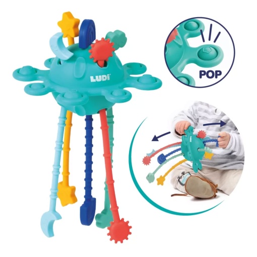 Brinquedo sensorial para puxar com pop it LUDI
