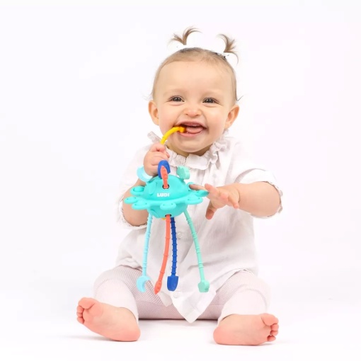 Brinquedo sensorial para puxar com pop it LUDI
