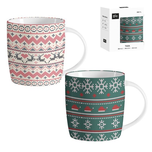 Caneca de cerâmica 350ml Natal geométrico sortido D'CASA
