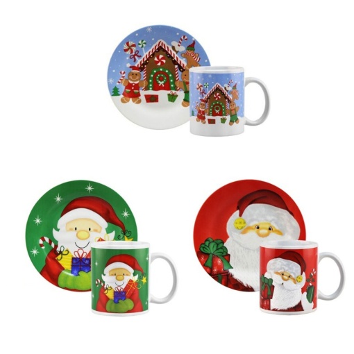 Conjunto caneca + prato Natal sortido ANILAR