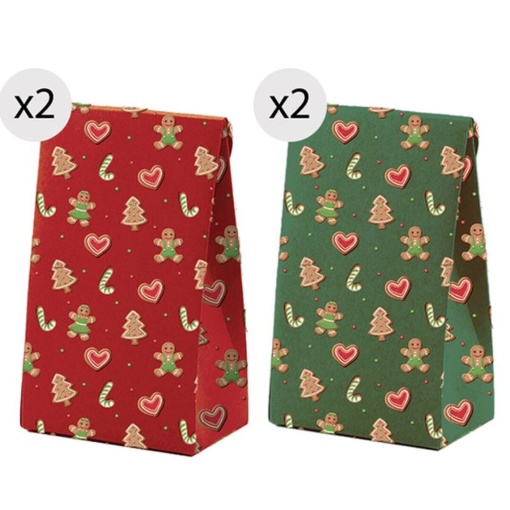 Saqueta de cartão Natal 26x32x10cm Sweet Christmas (4 unidades) D'CASA
