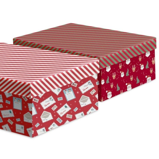 Conjunto caixas de cartão Natal (6 unidades) riscas sortido D'CASA