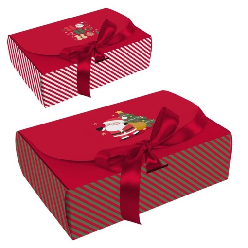 Caixa de cartão com laço Natal 22x15x7cm sortido D'CASA