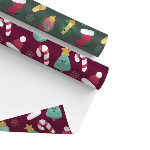 Papel de embrulho D'CASA Natal 70x200cm bolas/presentes sortido