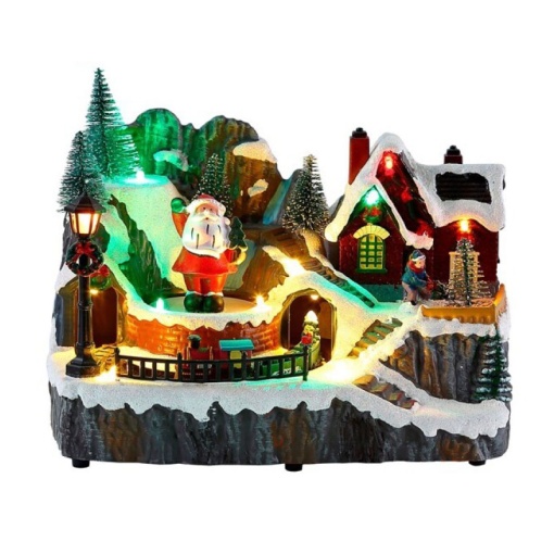 Aldeia de Natal com luz e som 23x18cm
