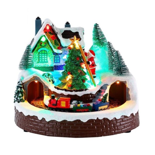 Aldeia de Natal com luz e som 19,5x18cm