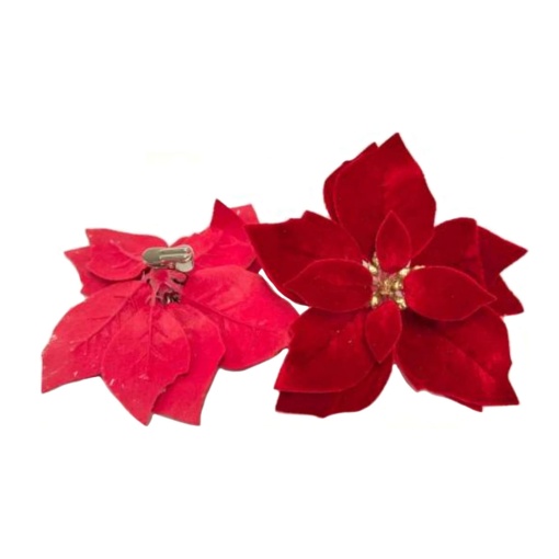 Flor de Natal com clip vermelha 28cm