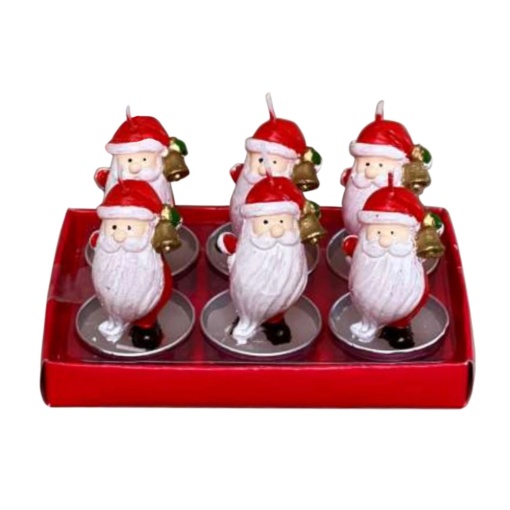 Vela tealight com Pai Natal 9cm - 6 unidades